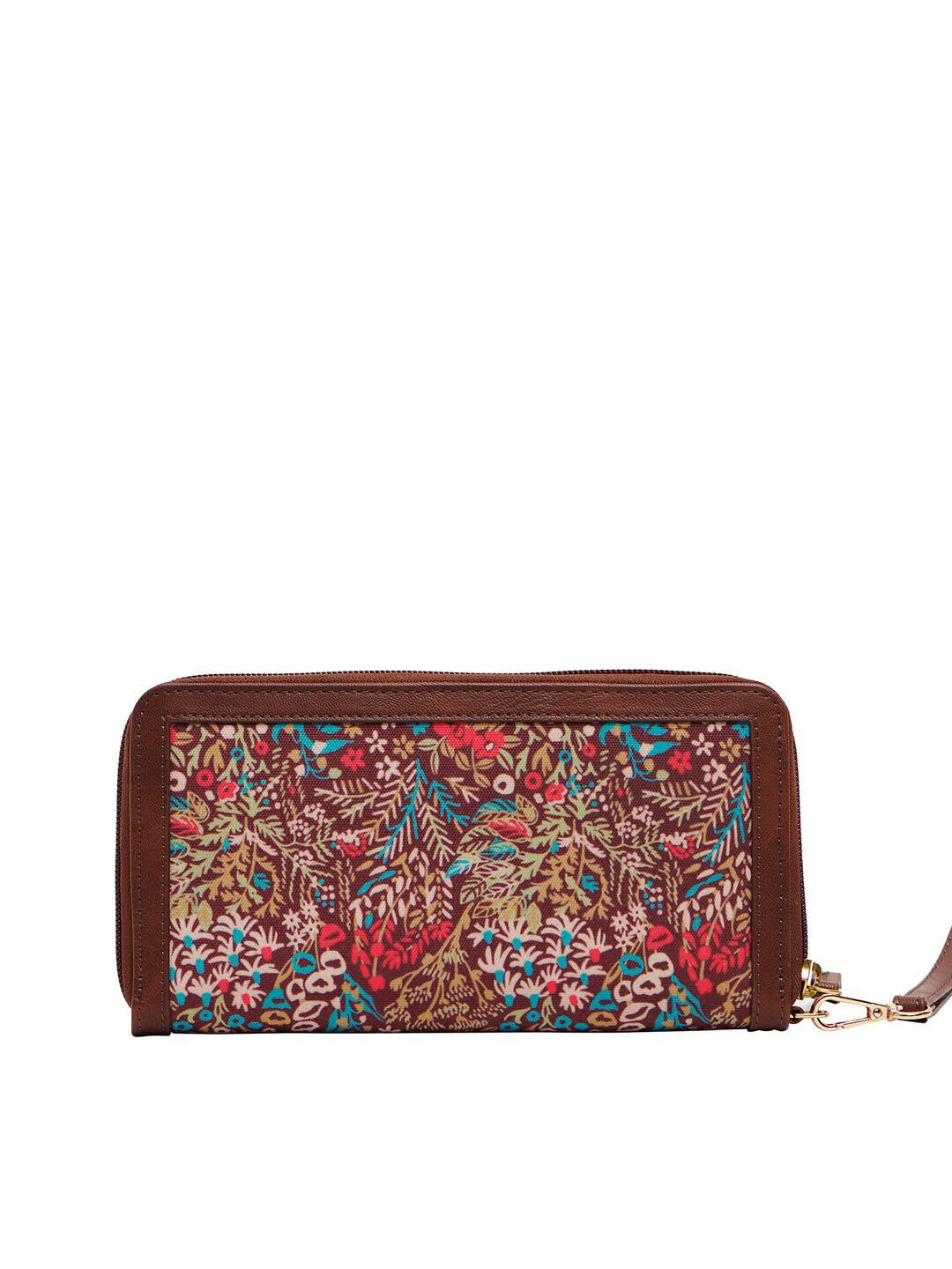 TEAL BY CHUMBAK Women Floral Printed Canvas Zip Around Wallet