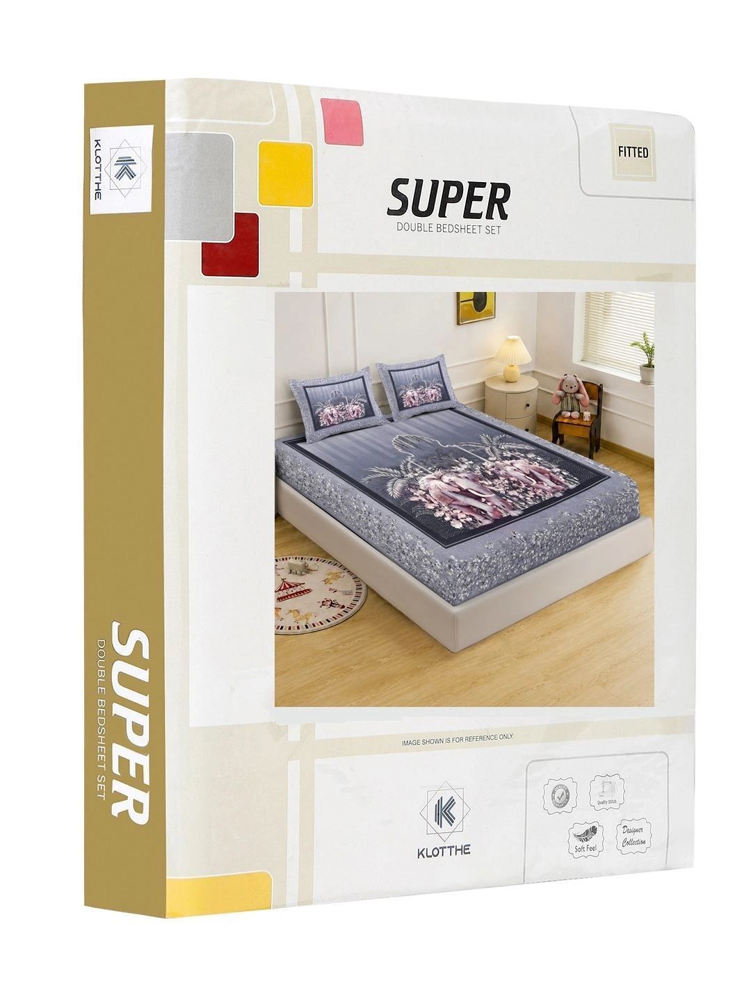 KLOTTHE Grey & Pink 400 TC King Bedsheet with 2 Pillow Covers