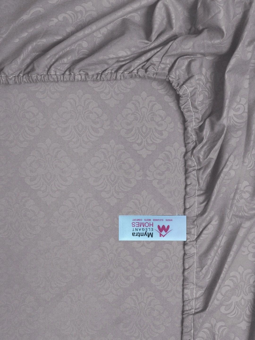 Myntra Elegant Homes Grey Floral 300 TC Cadar Katil King dengan 2 Sarung Bantal