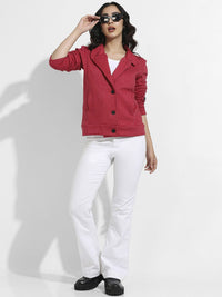 Campus Sutra Women Red Regular Casual Tailored Jacket