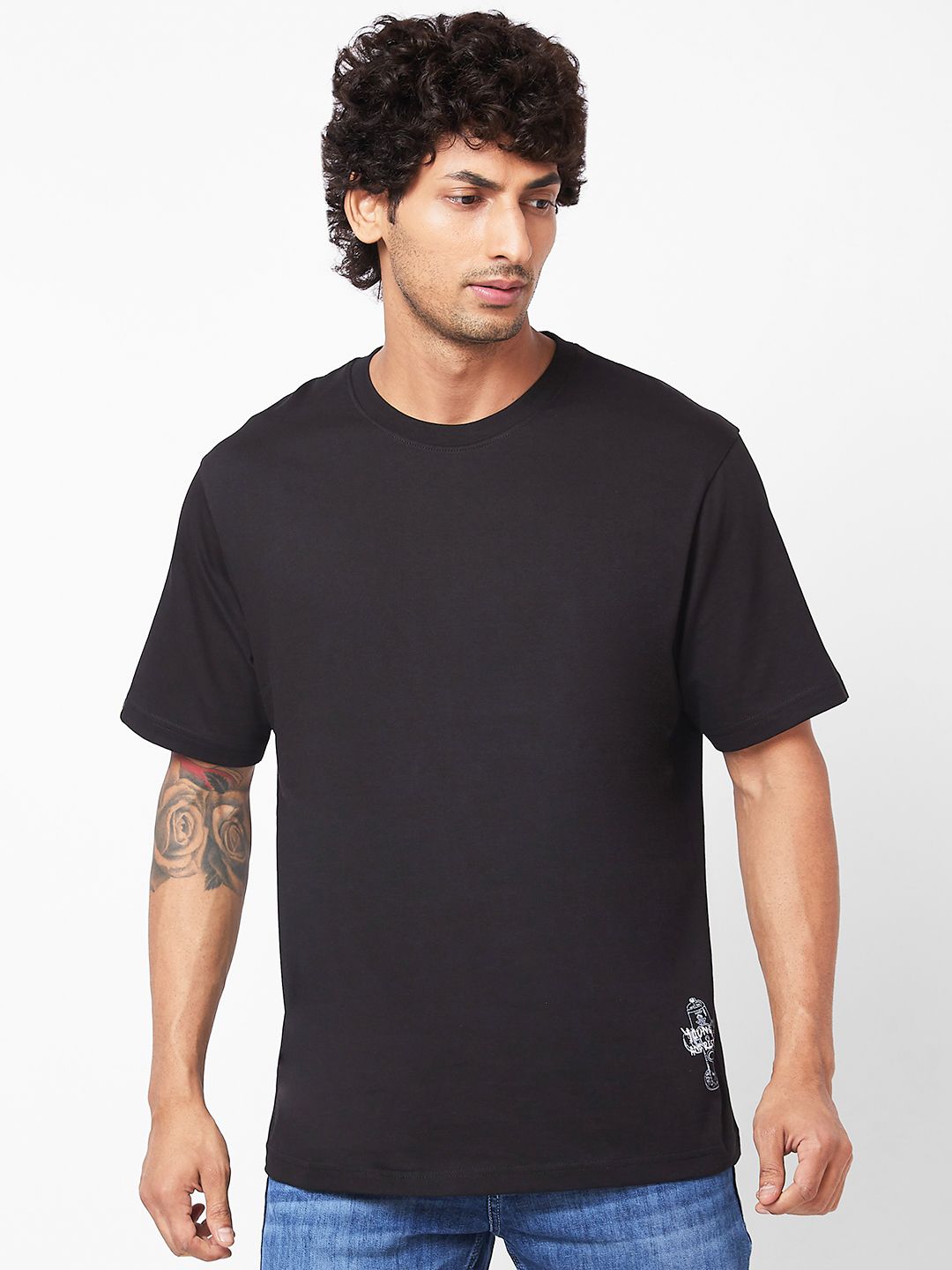 SPYKAR Graphic Printed Relaxed Fit Drop-Shoulder Sleeves Casual T-shirt