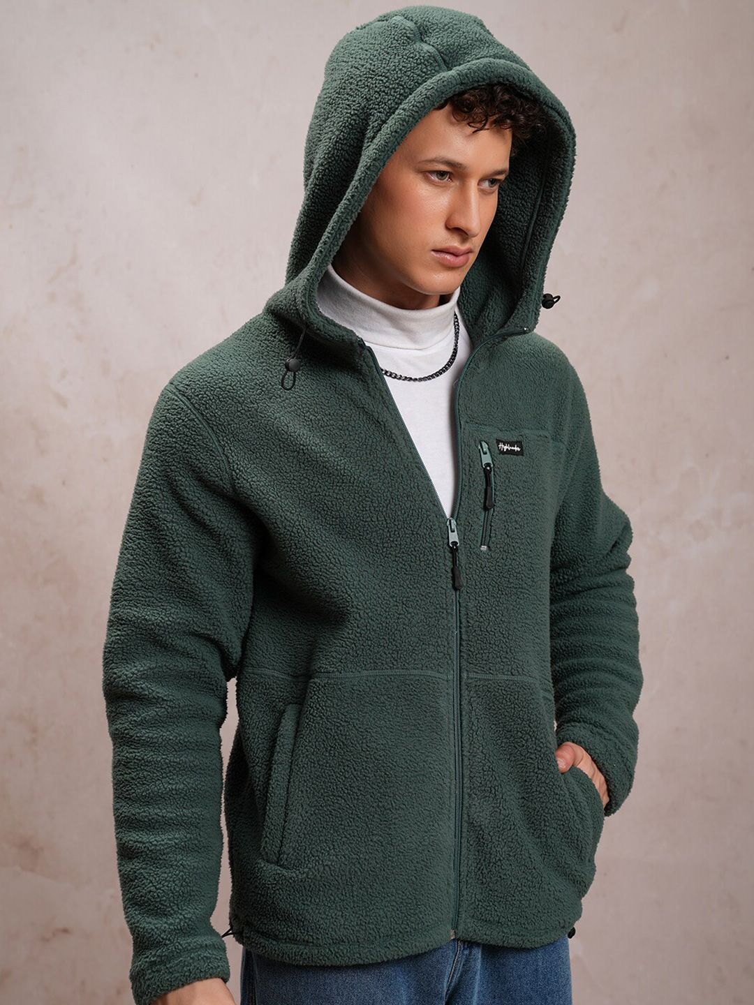 Highlander Reka Bentuk Diri Highland Hooded Front-Open Sweatshirt