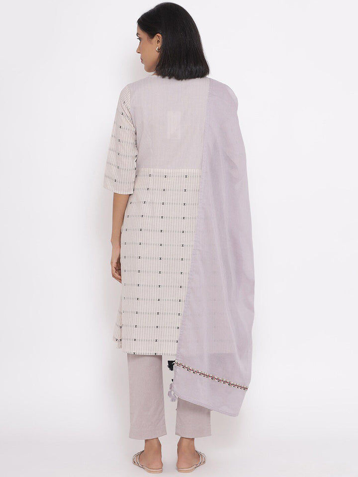 W Women Beige Pure Cotton Kurta Set