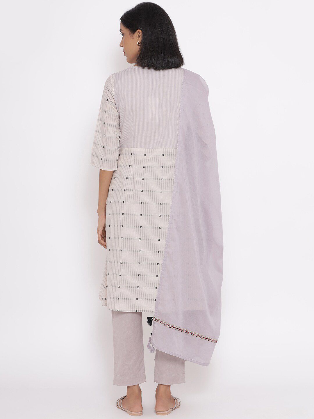 W Women Beige Pure Cotton Kurta Set