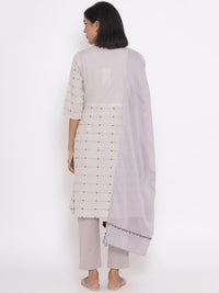 W Women Beige Pure Cotton Kurta Set