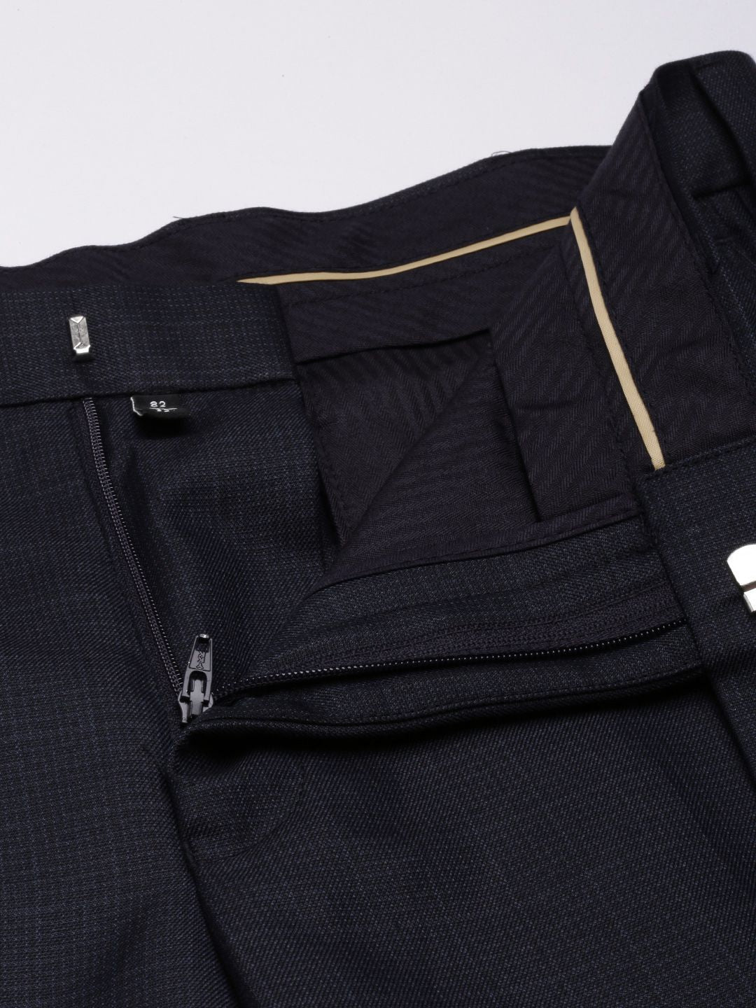 Park Avenue Men Textured Smart Slim Fit Formal Trousers
