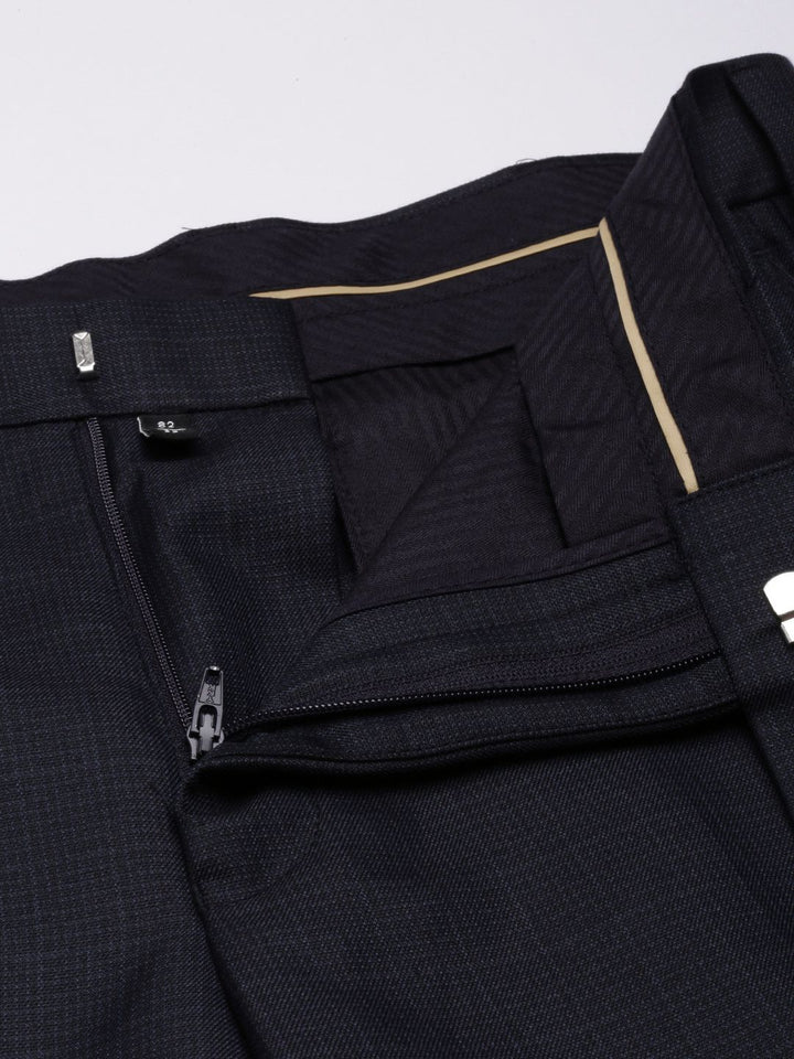 Park Avenue Men Textured Smart Slim Fit Formal Trousers