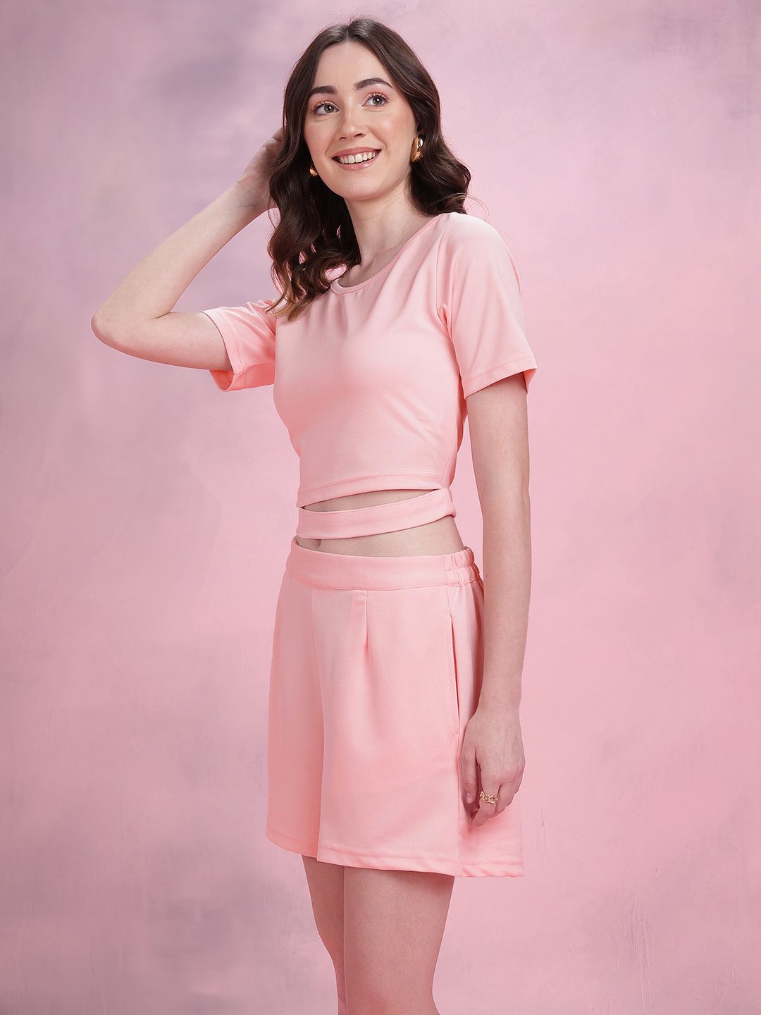 DressBerry Cut-out Detail Top with Shorts Co-Ord Set