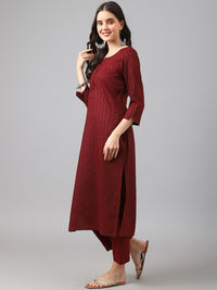 KALINI Striped Regular Thread Work Kurta with Palazzos