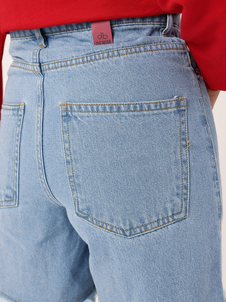 DressBerry Women Street Cool Frayed Denim Shorts