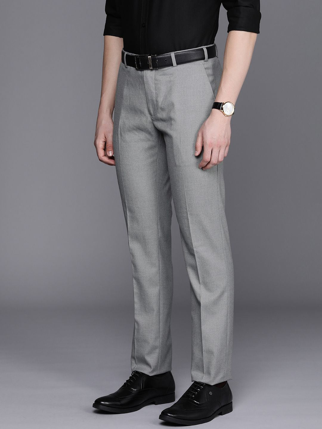 Raymond Men Textured Slim Fit Formal Trousers