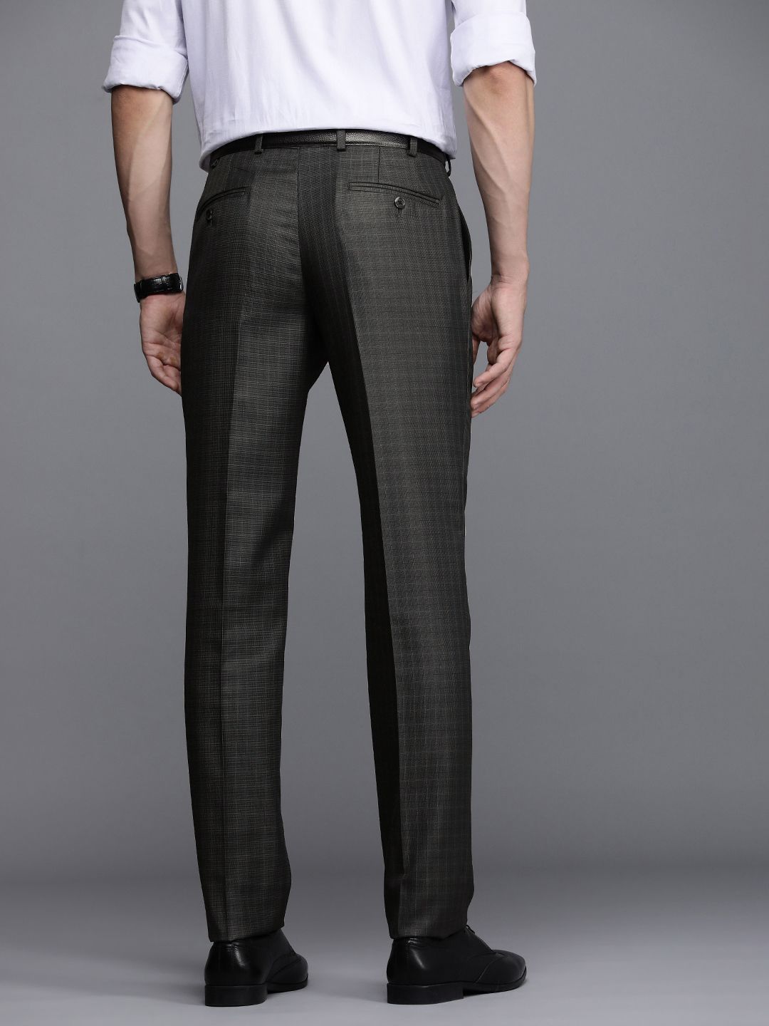 Raymond Men Mid Rise Checked Slim Fit Formal Trousers