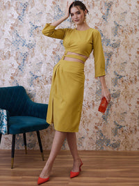Athena Mustard Top With Slip-On Skirt