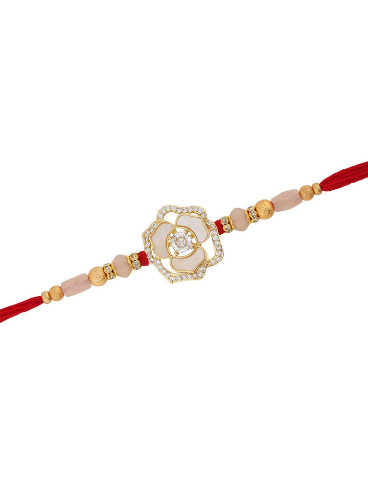 Voylla Floral Sparkle American Diamond Studded Thread Rakhi