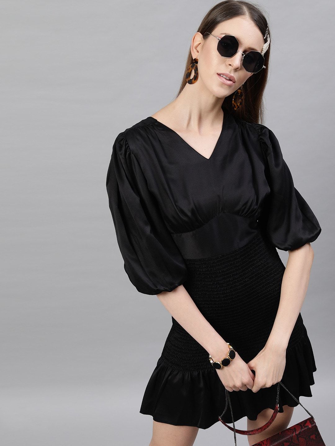 STREET 9 Satin A-Line Mini Drop-Waist Dress