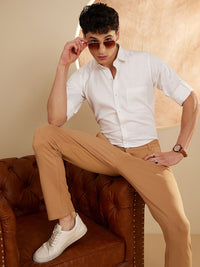 DENNISON Men White Smart Slim Fit Solid Formal Shirt
