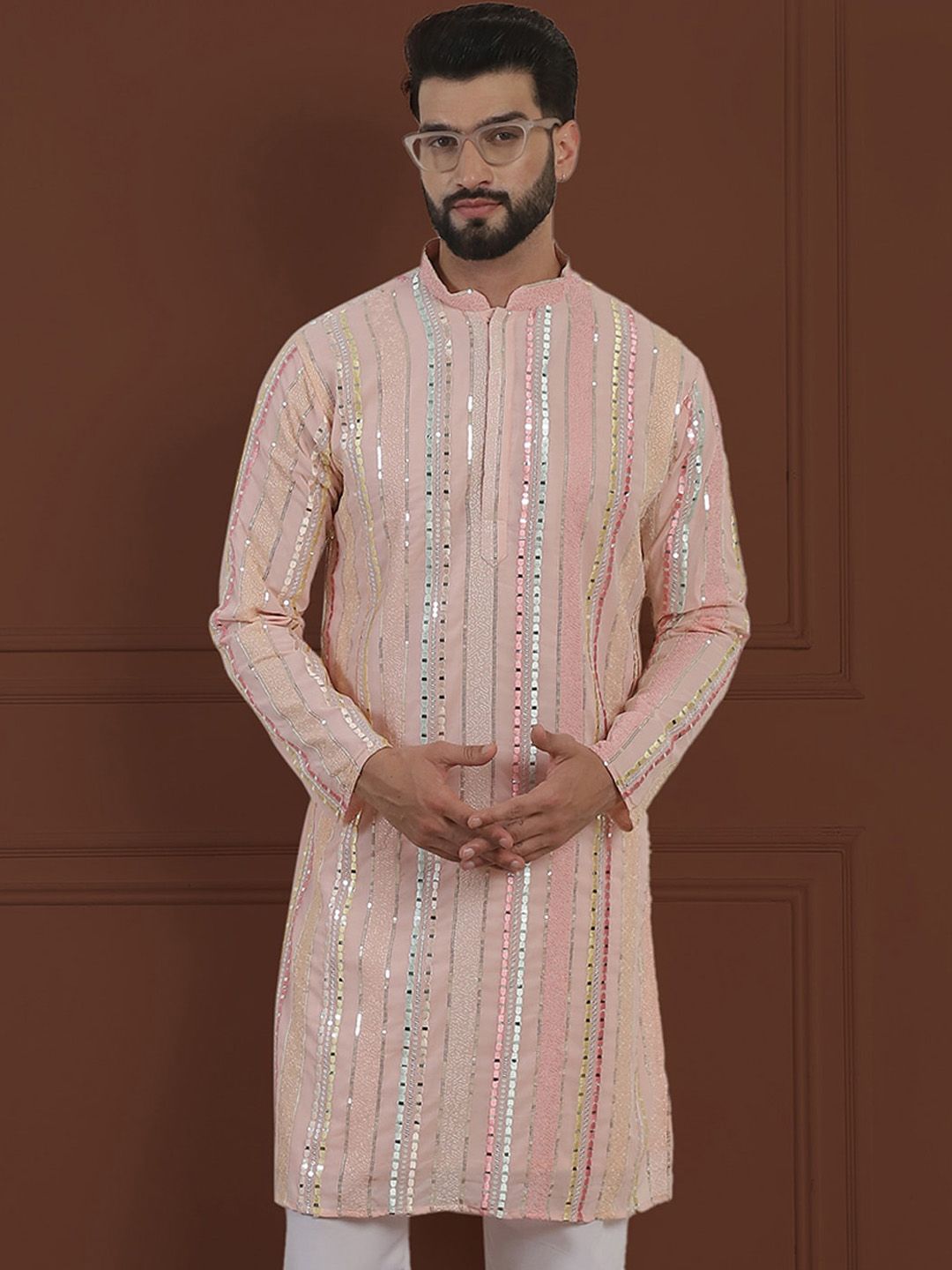SOJANYA LUXE Kurta Georgette Tulen Berhias Berjalur