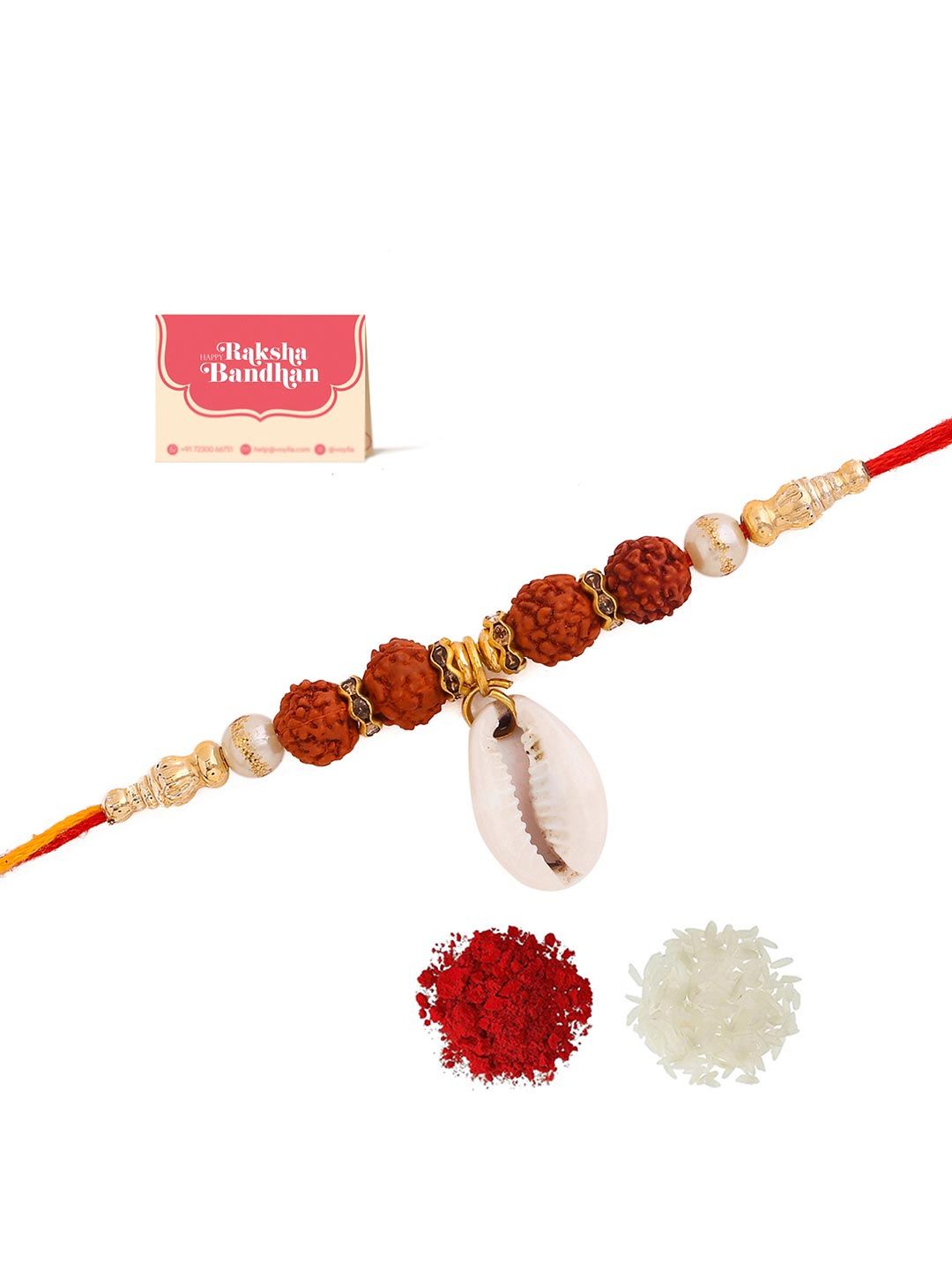 Voylla Divine Rudraksha Rakhi With Cowrie Shell