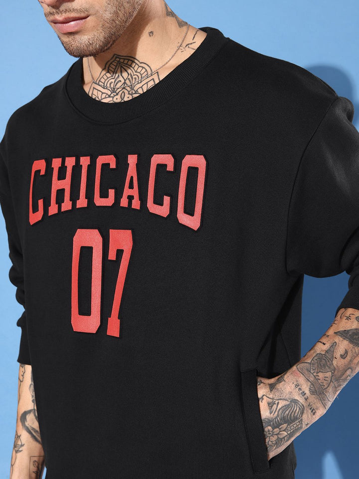 DILLINGER Men Typography Printed Oversized Sweatshirt