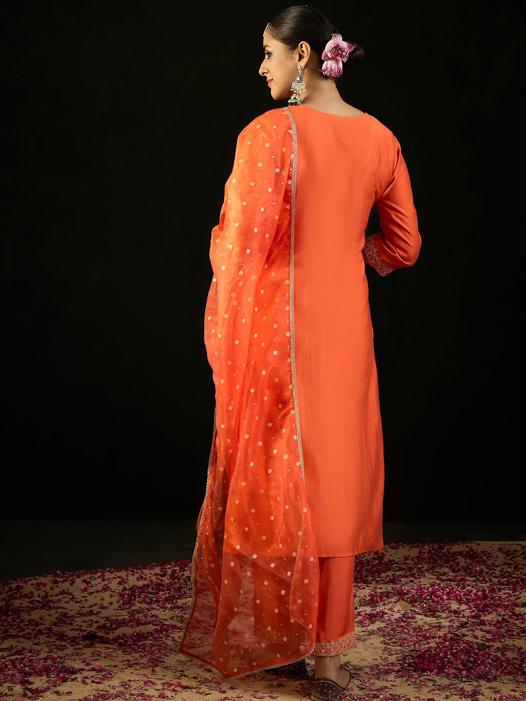 Indo Era Paisley Yoke Design Liva Straight Kurta With Trousers & Dupatta