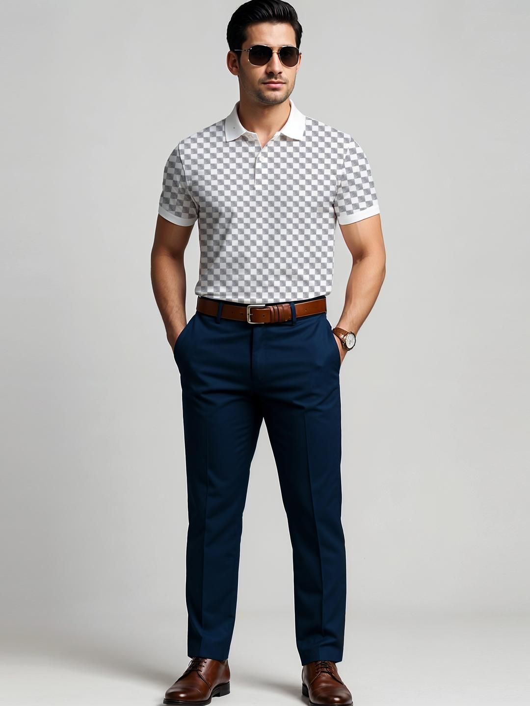 ADRO Men White Cotton Tshirts