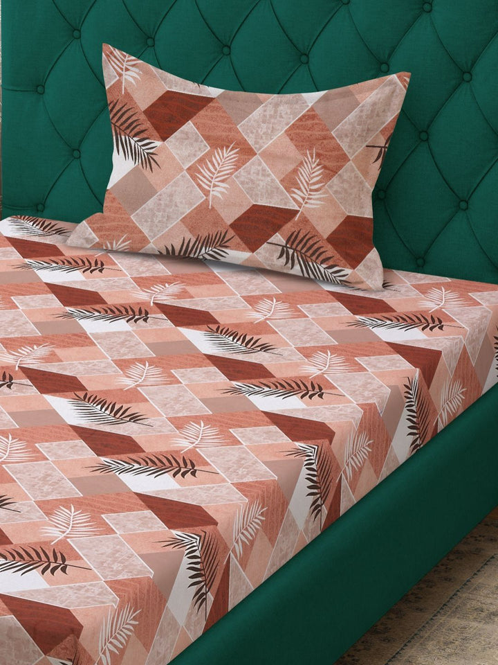 Myntra Elegant Homes Rust & White Floral 400 TC Cotton Single Bedsheet Set 2.25 m x 1.50 m