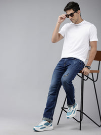 SPYKAR Men Ricardo Straight Fit Low Distress Light Fade Stretchable Jeans
