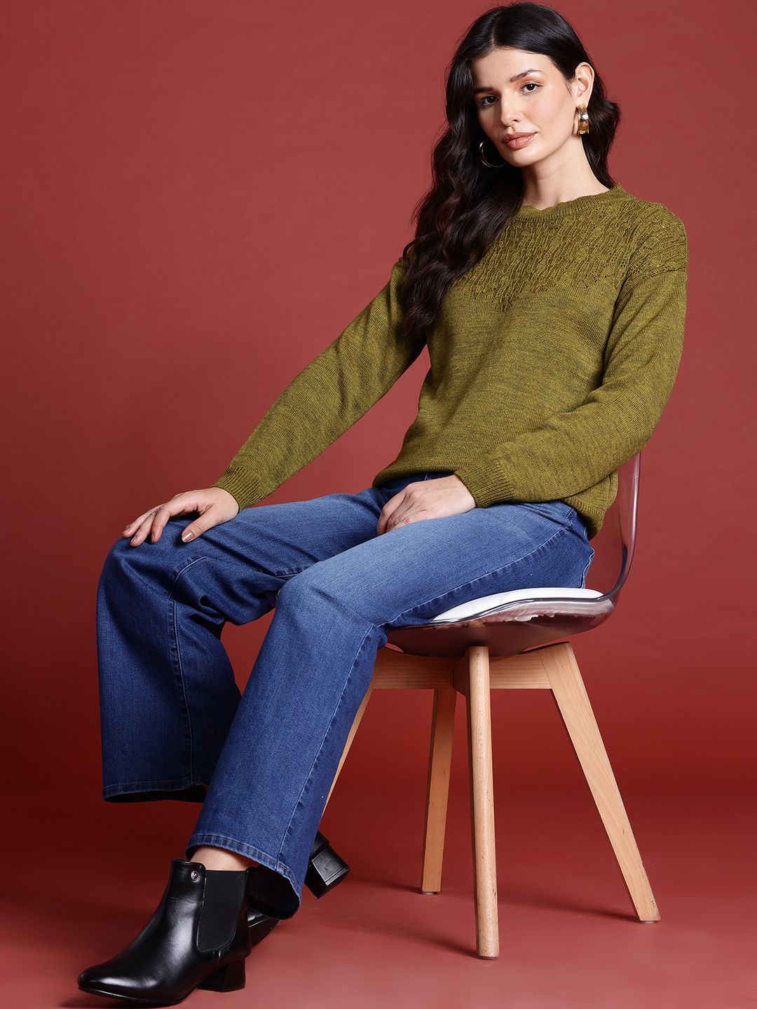 all about you Self Design Sweater