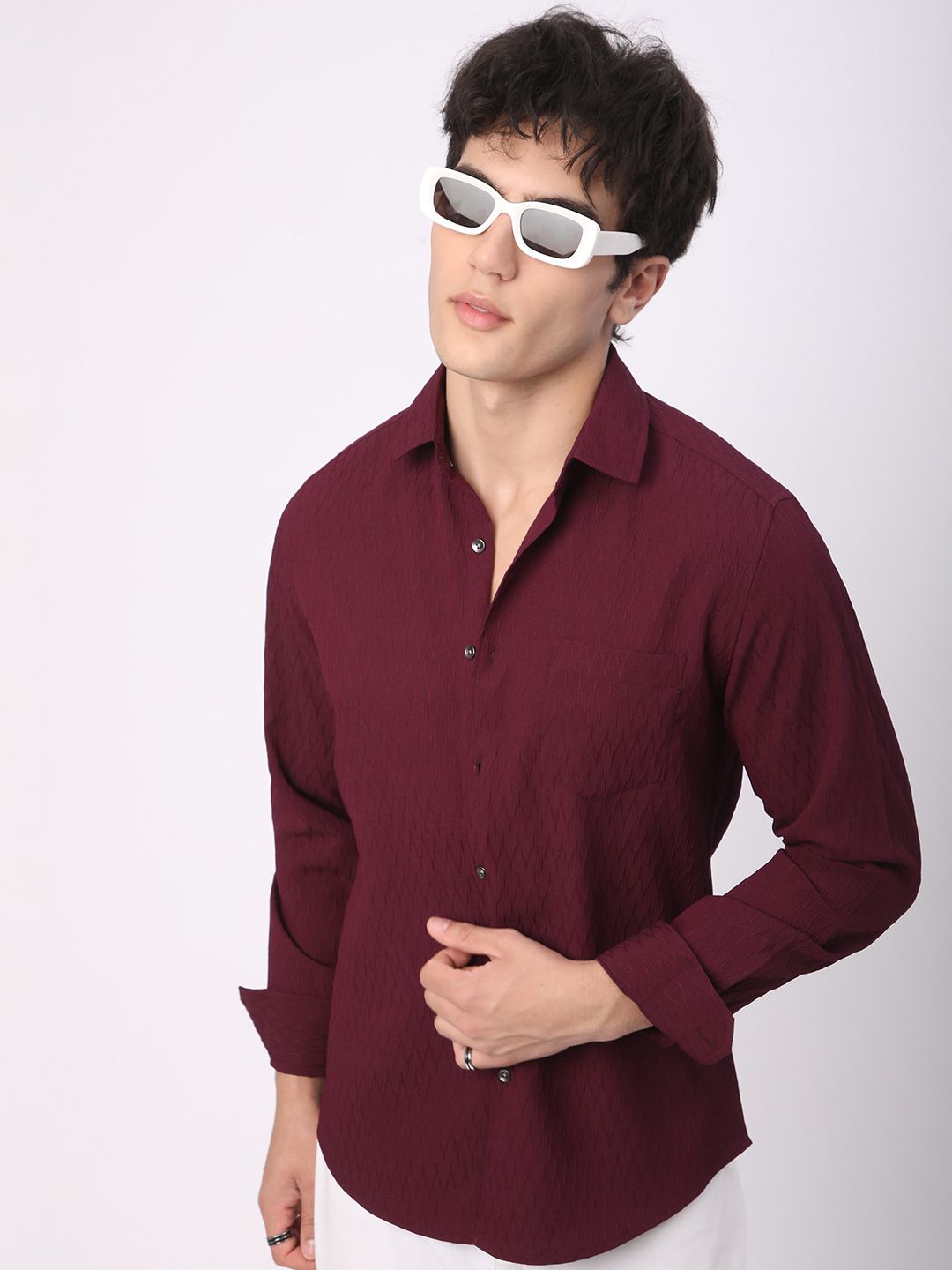 VASTRADO Men Classic Slim Fit Opaque Casual Shirt