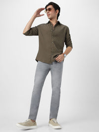 Urbano Fashion Men Spread Collar Textured Cotton Casual Shirt