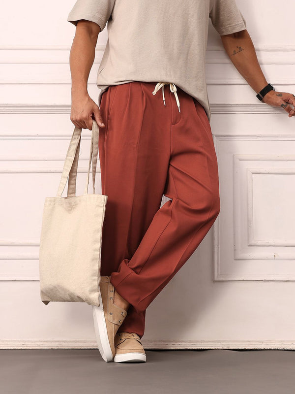 Mr Bowerbird Men Pleated Mid-Rise Liberal Fit Trousers