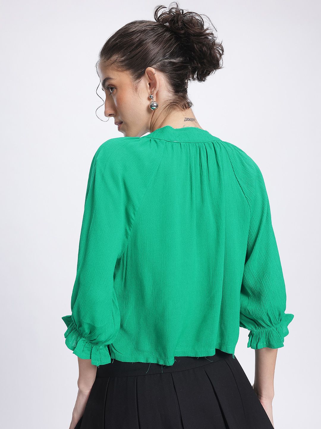 DressBerry Imperfectly Perfect Raw Edges Shirt-Style Top