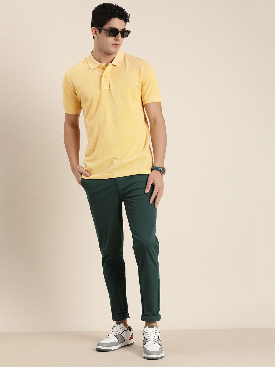 DILLINGER Men Solid Ankle-Length Chinos Trousers