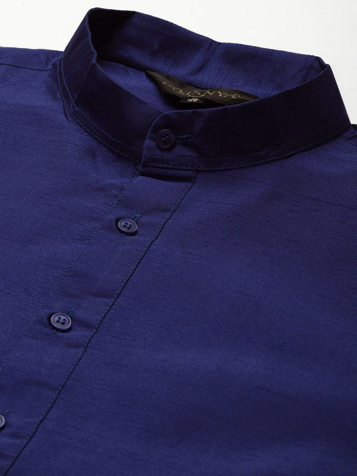 SOJANYA Lelaki Motif Etnik Biru Sulam Kurta Churidar