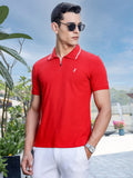 Thomas Scott Men Solid Polo Collar Cotton Slim Fit T-shirt