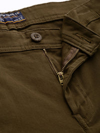 The Indian Garage Co Men Olive Brown Slim Fit Chinos Trousers