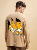 Bewakoof Garfield Printed Drop-Shoulder Sleeves Oversized Pure Cotton T-shirt