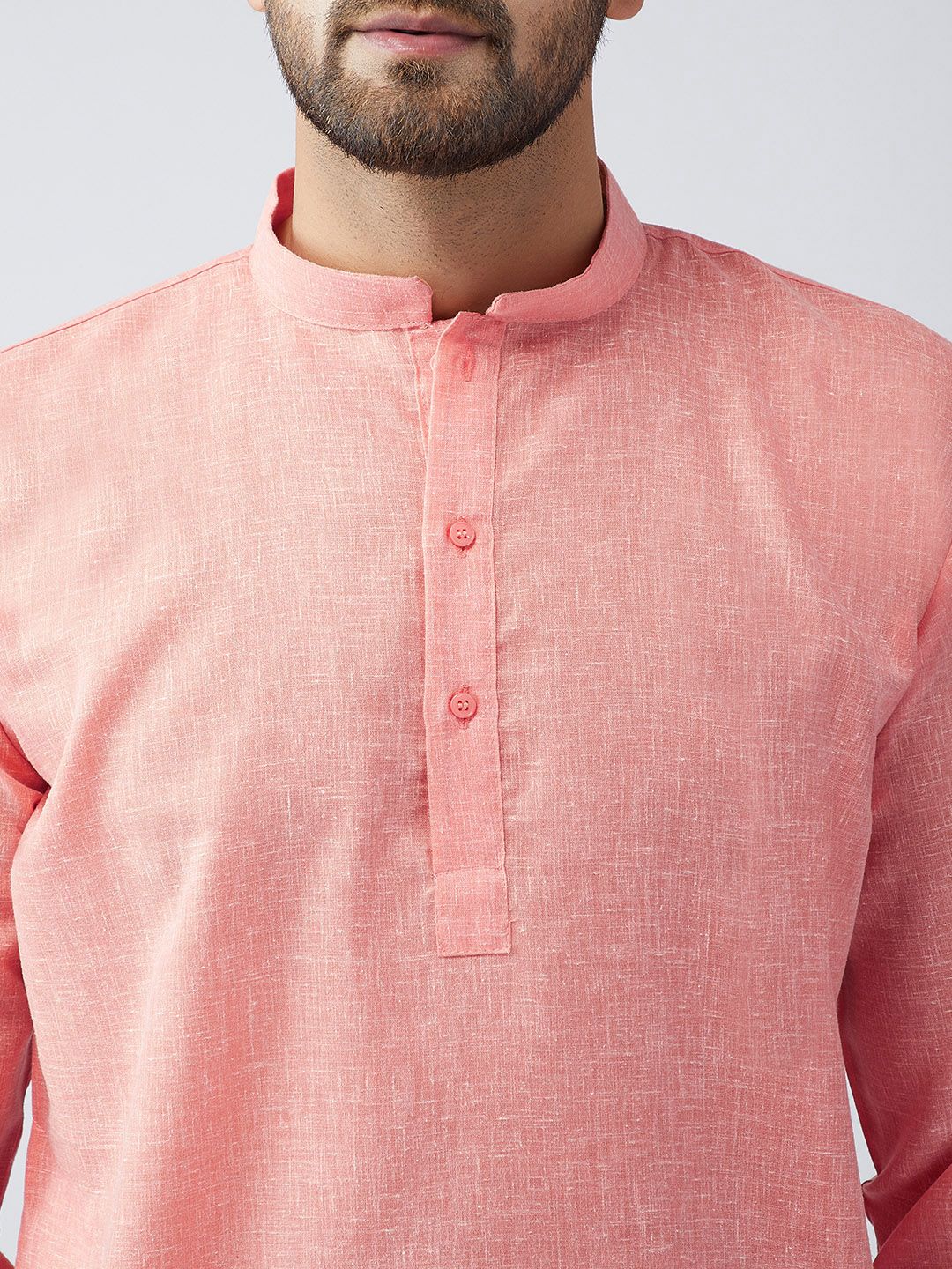 SOJANYA Kurta Pendek Pepejal Berwarna Peach Lelaki