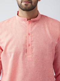 SOJANYA Kurta Pendek Pepejal Berwarna Peach Lelaki