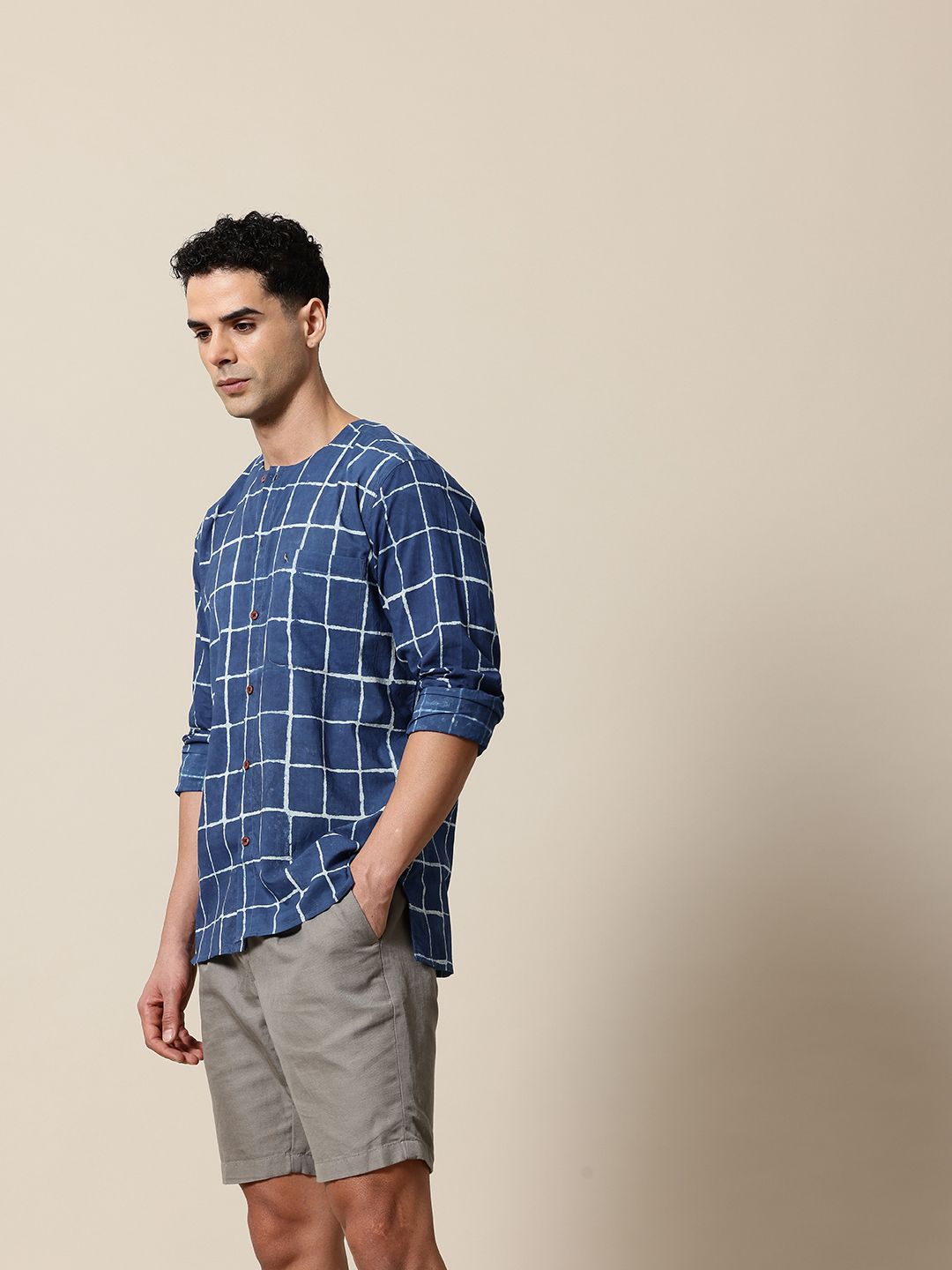 Mr Bowerbird Dabu Hand Block Printed Organic Cotton Opaque Casual Shirt