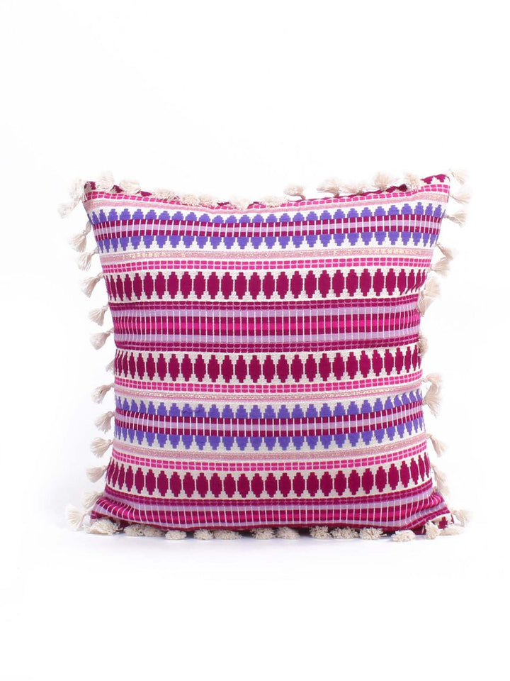 STITCHNEST Purple & White 2 Pieces Ethnic Motifs Woollen Square Cushion Covers