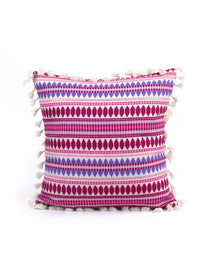 STITCHNEST Purple & White 2 Pieces Ethnic Motifs Woollen Square Cushion Covers