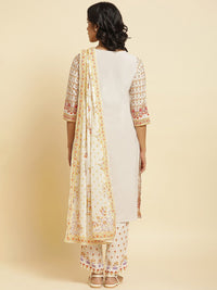 W Floral Printed Straight Kurta With Trousers & Dupatta