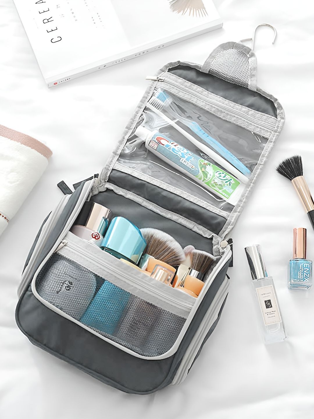 Cortina Grey Water Resistant Makeup Organiser