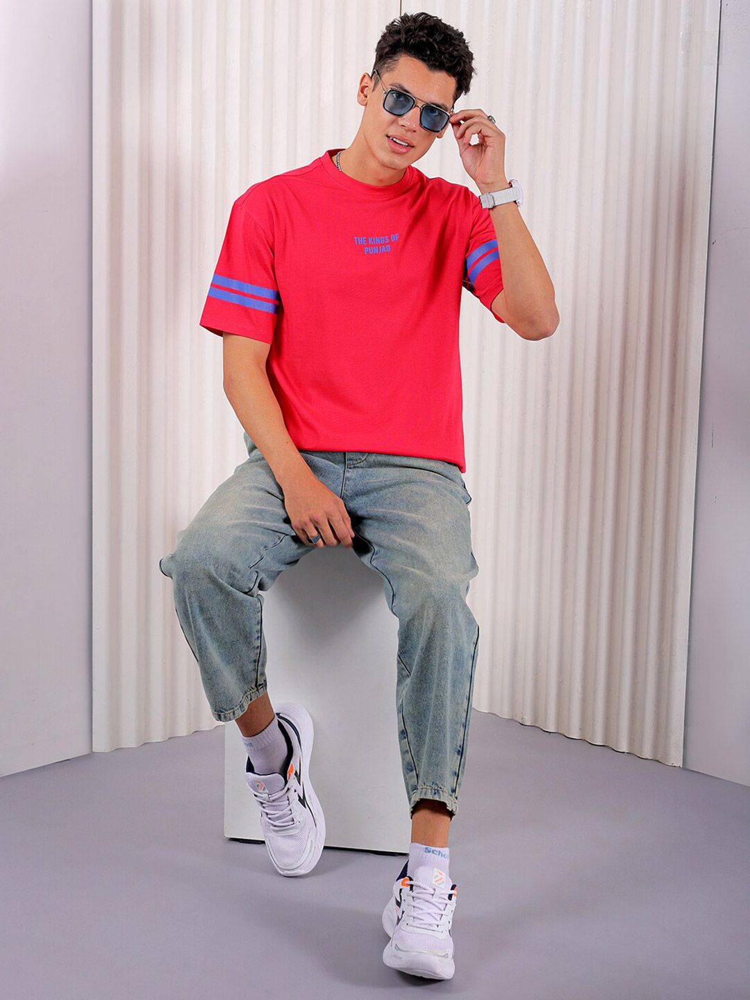 The Indian Garage Co Typography Printed Cotton Boxy T-shirt