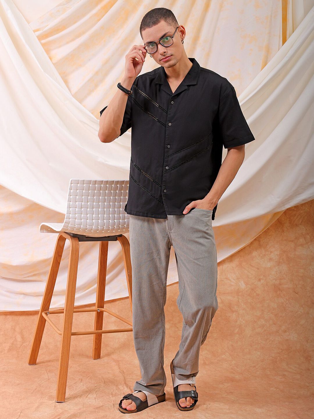 The Indian Garage Co Men Relaxed Fit Embroidery Resortwear Shirt