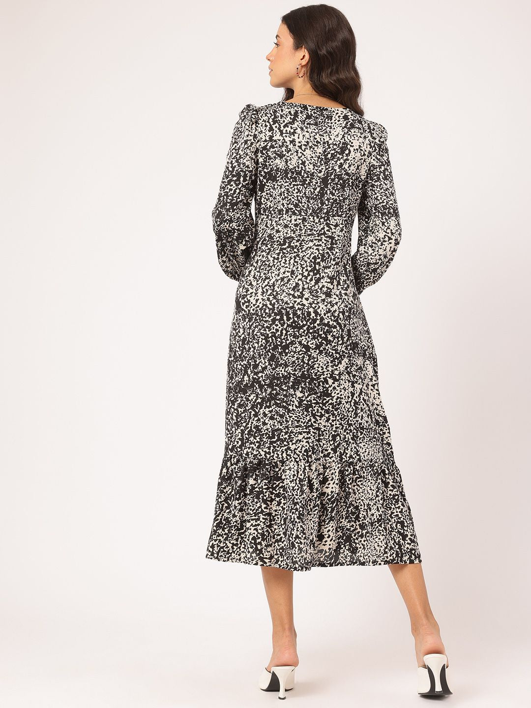 DressBerry Chic Charm Animal Print Midi Empire Dress