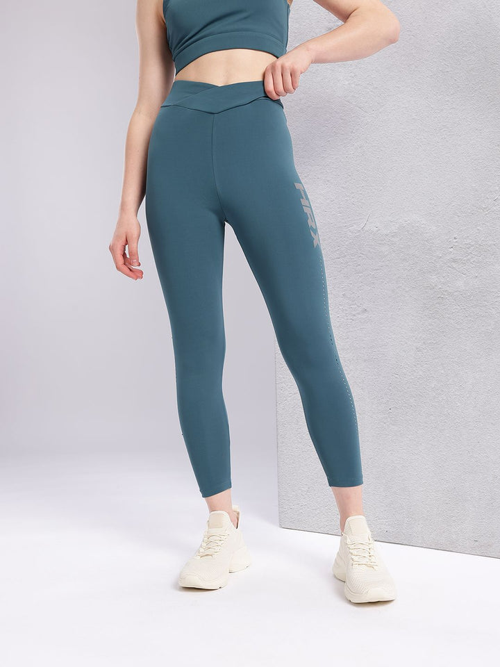 HRX by Hrithik Roshan Women Brand Logo Print Mid-Rise Cropped Running Tights