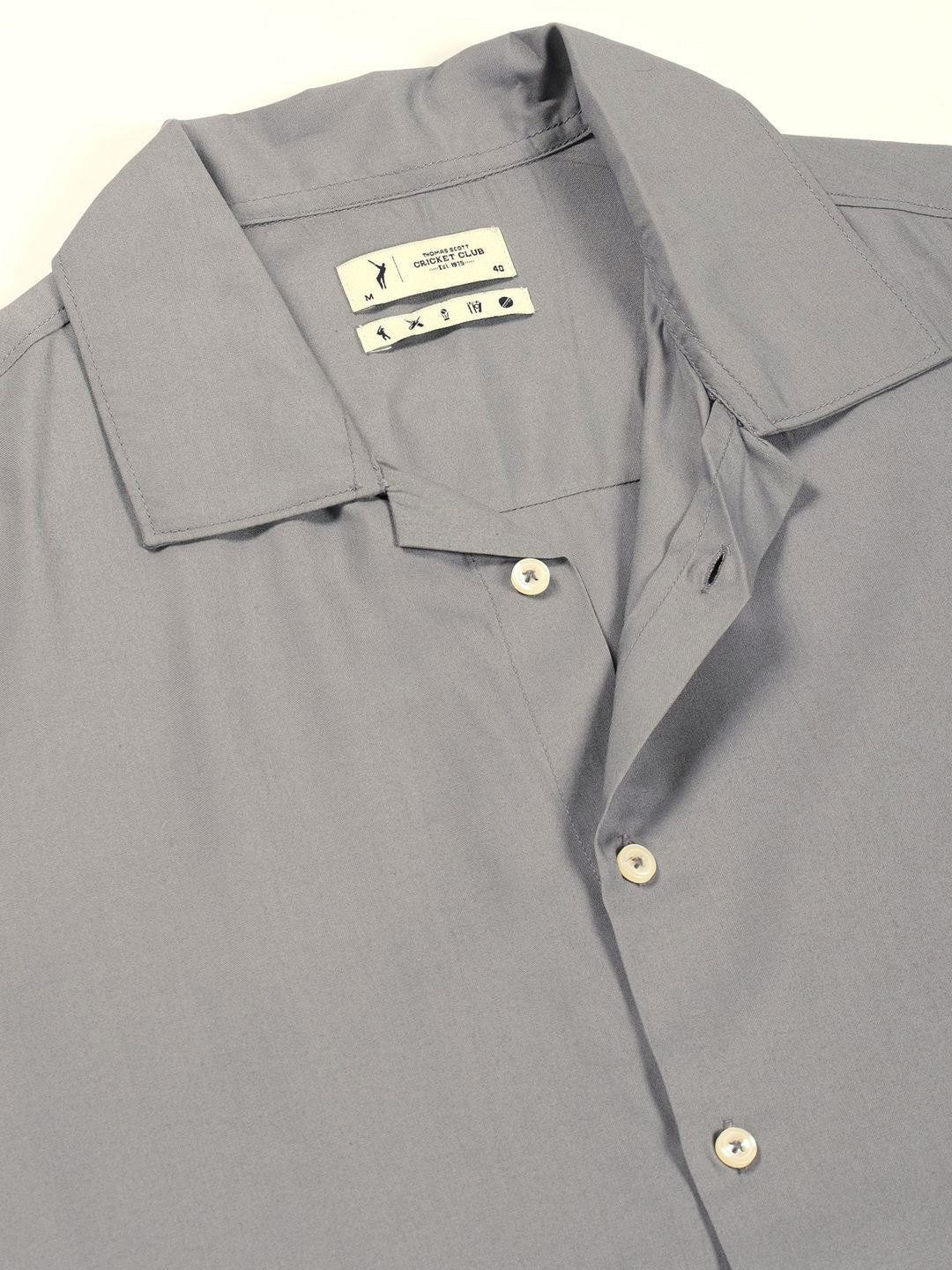 Thomas Scott Men Premium Cuban Collar Solid Oversized Casual Shirt