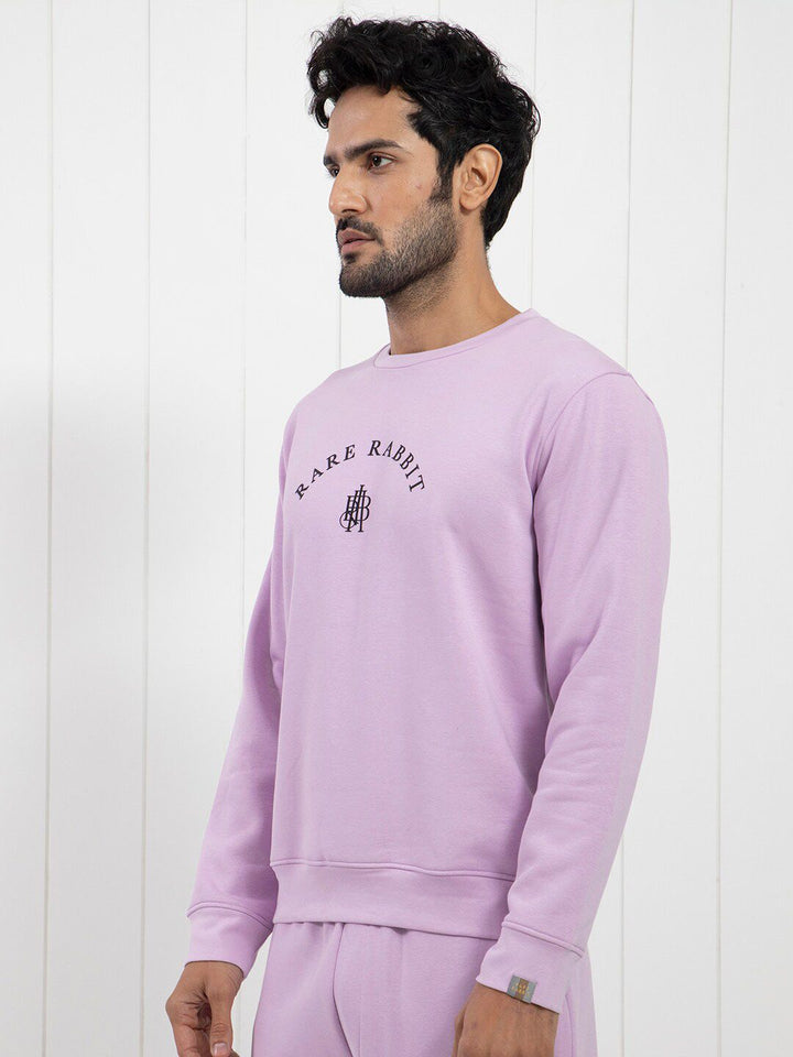 RARE RABBIT Men Nomic Logo Print Round Neck Sweatshirt